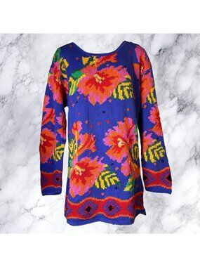 VTG 90’s Classiques Entier Hibiscus Sweater Dress